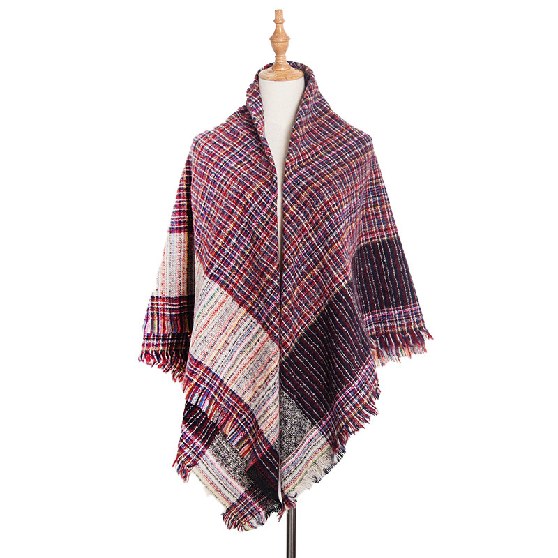 Γυναικεία Κασκόλ νέου στυλ αγκάθι λεπτό καρό μεγάλο τετράγωνο κασκόλ γυναικεία κουβέρτα ροζ κασκόλ παχύ κασκόλ σάλι_voghion.com