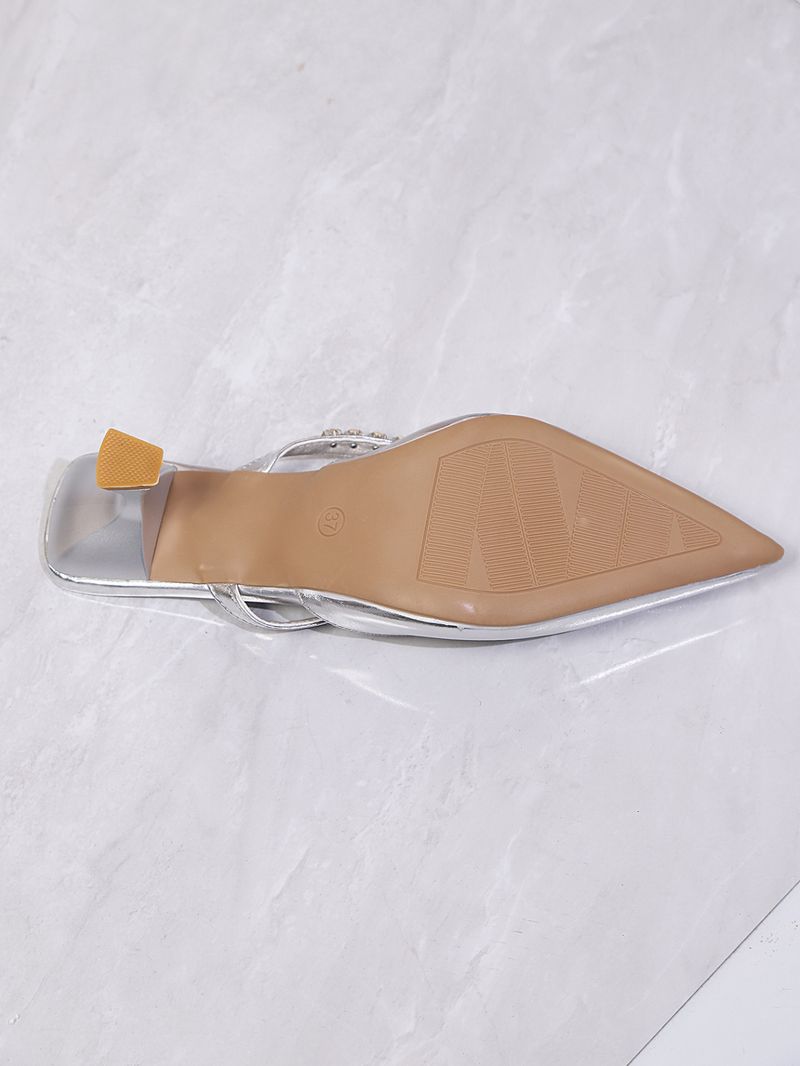 Sandals Women's New Line With Rhinestone Sequin Pointy Stiletto Heels_voghion.com