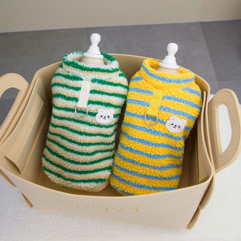 Cane Autunno e Teddy Gatto, Abbigliamento invernale per animali domestici, 23 vestiti di velluto a righe colorate di agnello_voghion.com