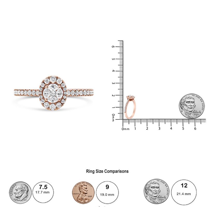 Rose Gold 1/2 Cttw Composite Marquise Composite Diamond Oval Shaped Halo Engagement Ring (F-G Color, VS1-VS2 Clarity) - Ring Size 7_voghion.com