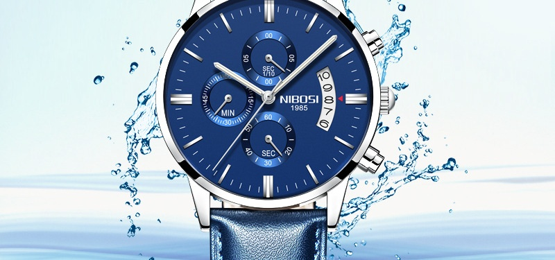 Neue NIBOSI-Herrenuhr mit Schmetterlingsschnalle, massivem Stahlband, wasserdichte Beschichtung, Glas, Nachtlicht, drei Augen, 6-polige Quarzuhr_voghion.com