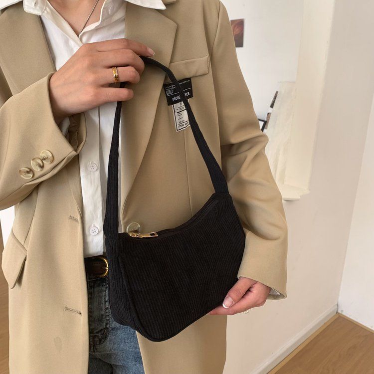 Borsa a tracolla piccola quadrata in velluto a coste retrò alla moda, in peluche, a tracolla singola, autunno e inverno_voghion.com