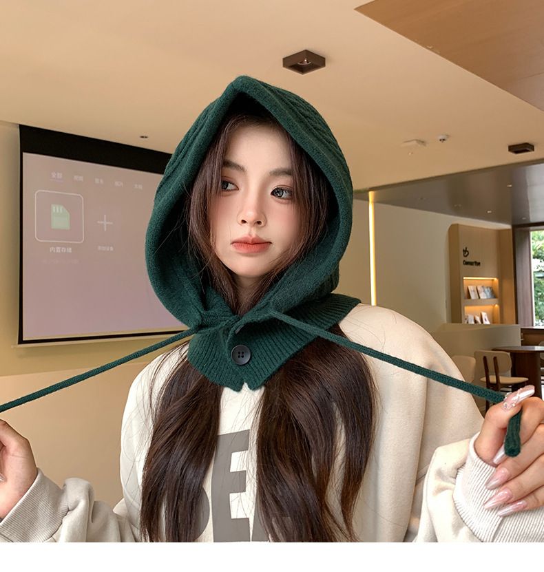 Winter Knitted For Women Korean Style Trendy Brand Multi-color High-end Atmosphere Set Braided Balaclava Hat_voghion.com