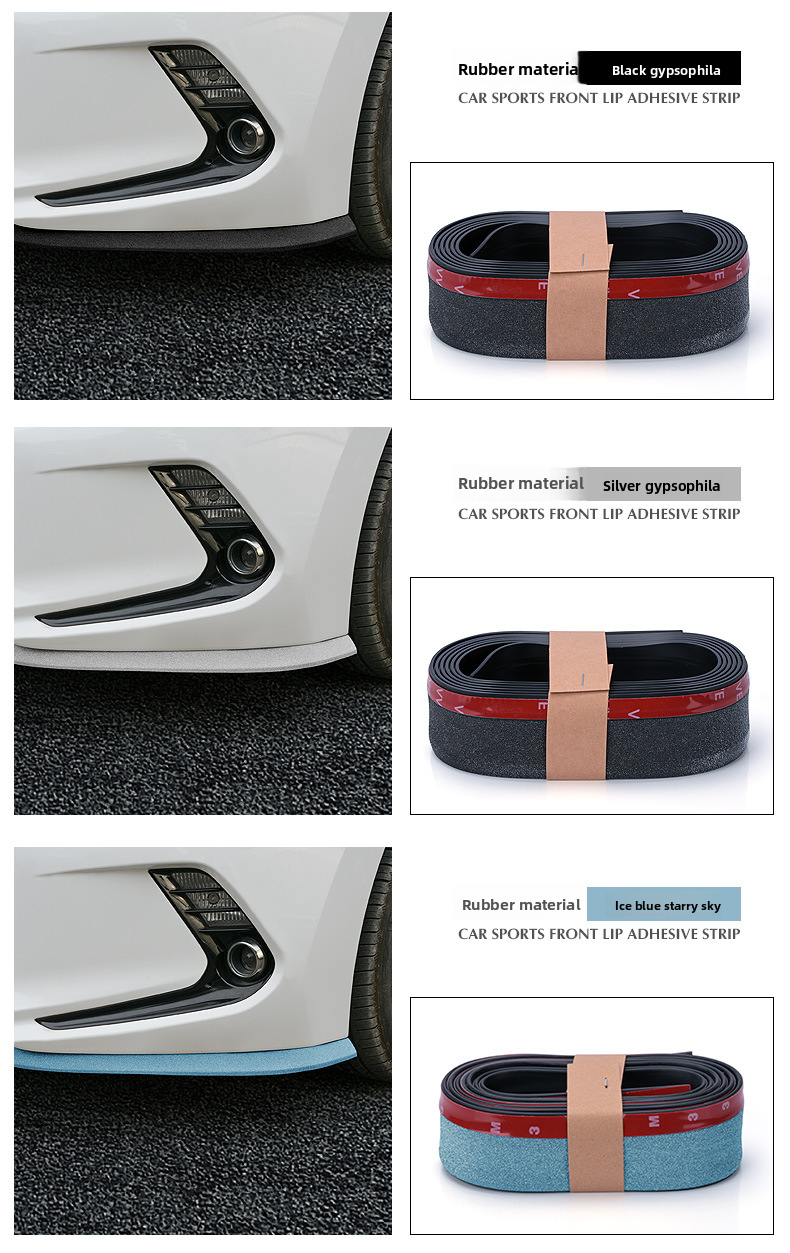 Universal Small Surround Shiny Soft Rubber Side Skirt Edge Anti-Scratch Spoiler Bar Front Lip Anti-Collision Strip_voghion.com