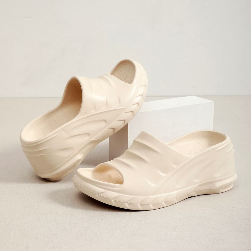 New High Heel One Word Fashion Korean Edition Outdoor Wear Anti Slip Thick Bottom Beach Ins Women's Slippers_voghion.com