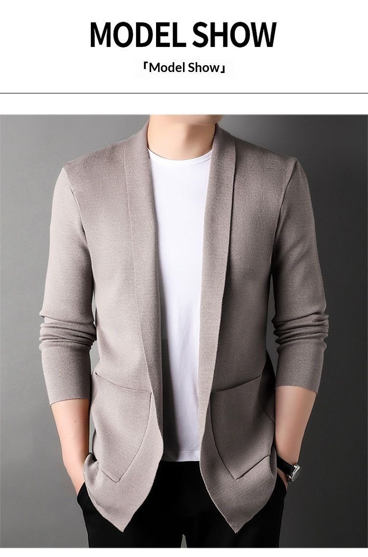 Cardigan tinta unita con colletto rovesciato, manica lunga, casual, versatile, lavorato a maglia, stile coreano alla moda, per primavera e autunno_voghion.com