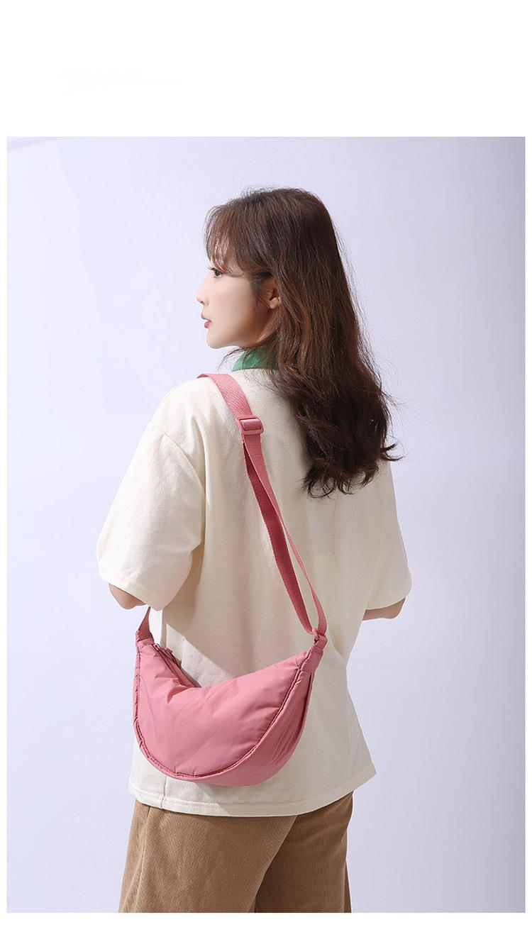 Borsa a tracolla portatile semplice da donna in nylon imbottito in tinta unita, borsa da viaggio_voghion.com