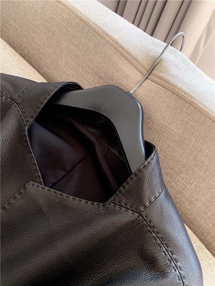 Women's Clothing retro leather jacket short fashion spring and autumn leather jacket small size slim and stylish Outerwear_voghion.com