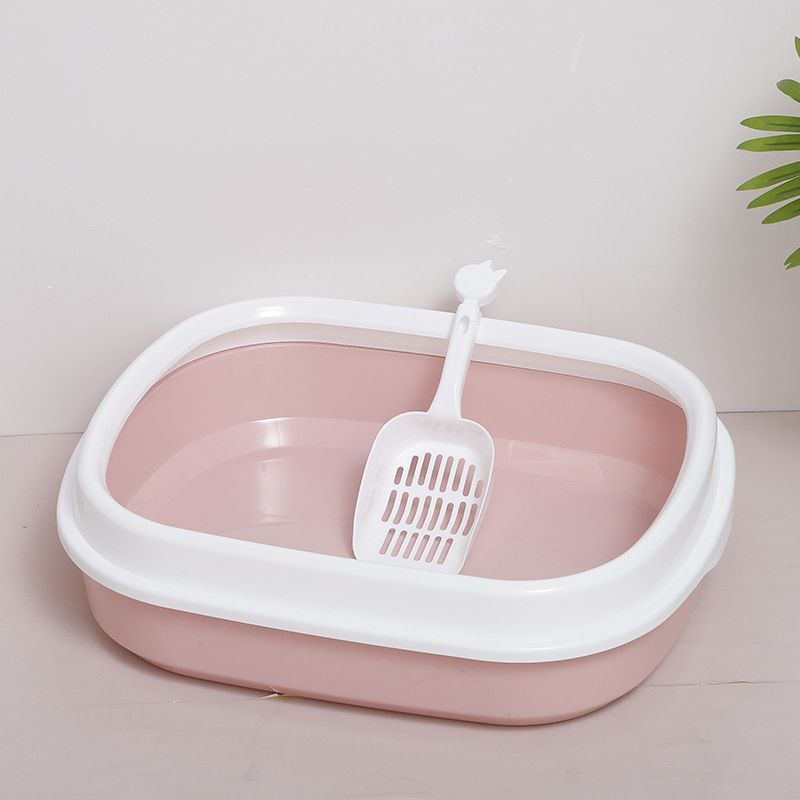 Grote halfgesloten kattenbak met anti-spatlaag in Scandinavische stijl, kattenbakschep, huisdierbenodigdheden_voghion.com