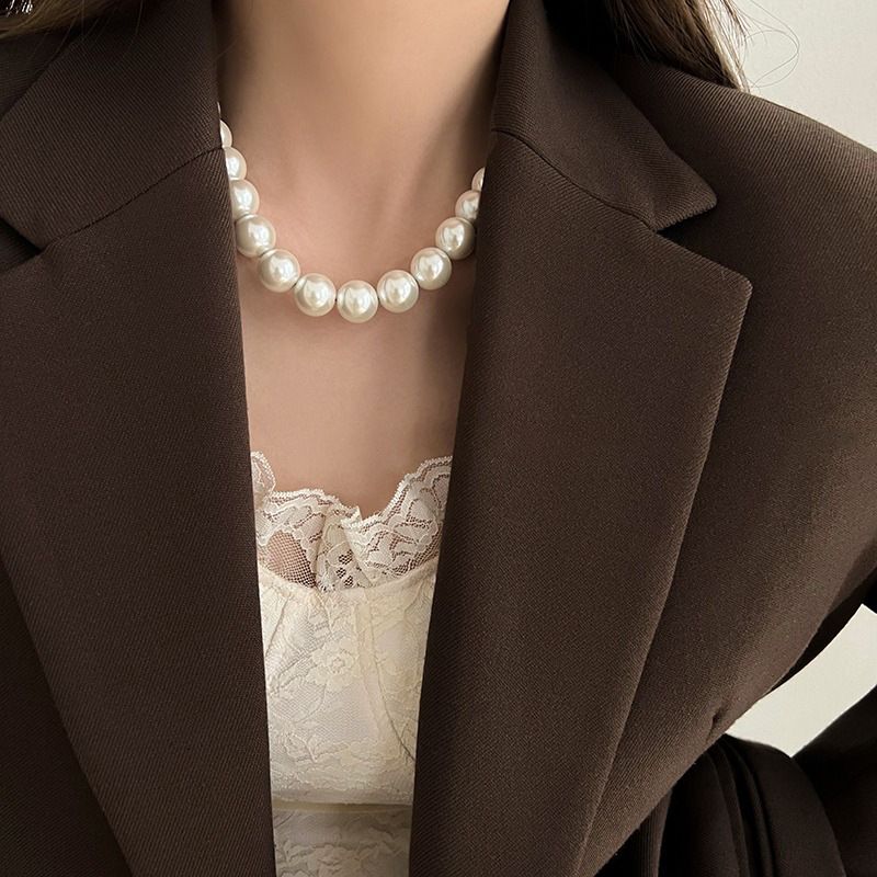 Collana di perle di vetro con perline, nuovo stile, collana di temperamento, design femminile, accessori per catene di clavicola_voghion.com