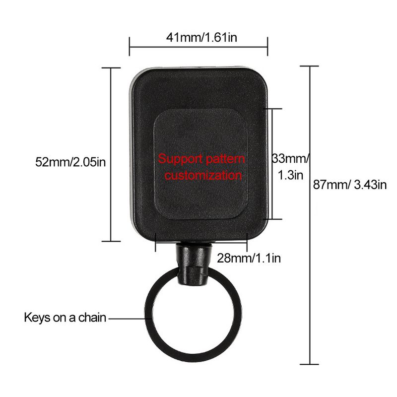 Portachiavi retrattile automatico con fibbia quadrata nera, semplice, anti-smarrimento e anti-furto, facile da tirare, da uomo_voghion.com