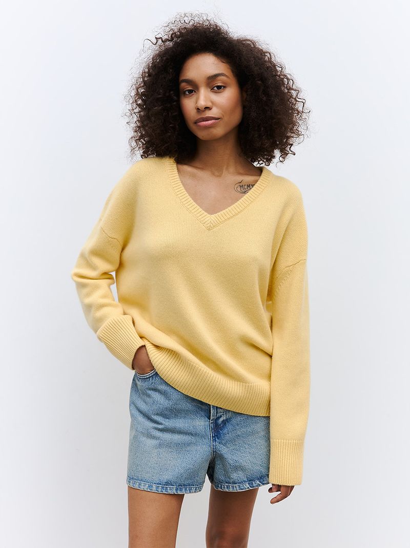 Damen-Strickpullover mit V-Ausschnitt – weicher und atmungsaktiver Oversize-Pullover für Herbst und Winter – bequeme Freizeitkleidung in Unifarben_voghion.com