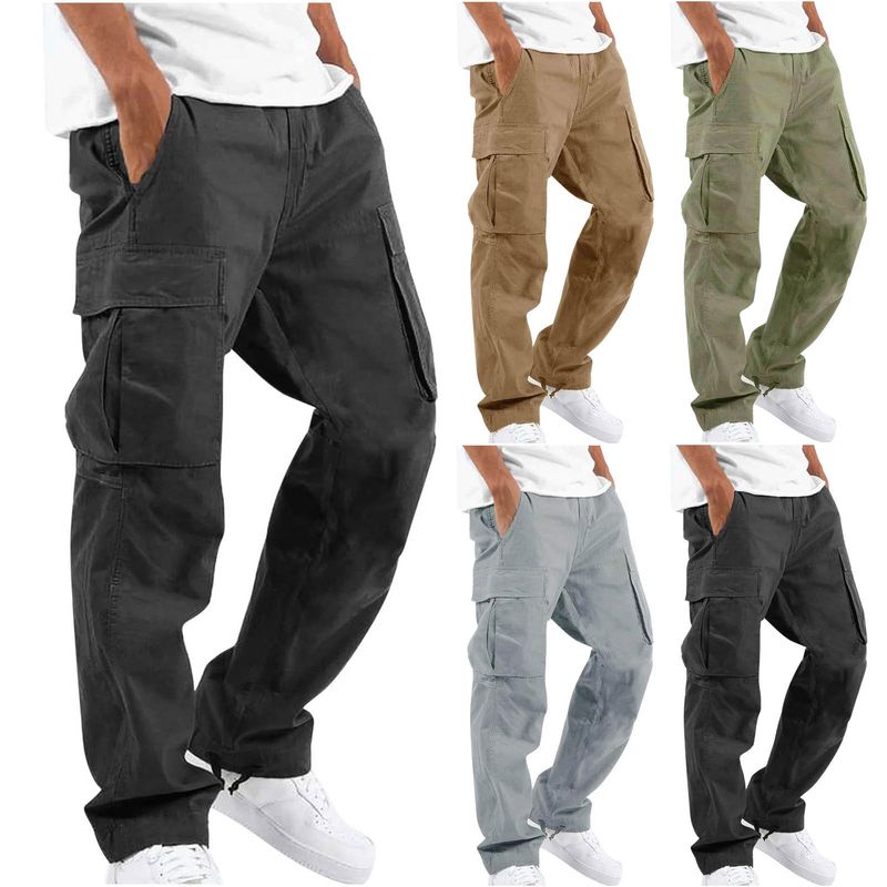 2024 Sommer Neue Herren Arbeitskleidung Kordelzug Multi Pocket Freizeithose_voghion.com