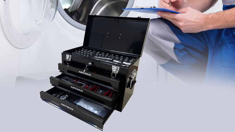 20'' Portable 3-Drawer Steel Toolbox, 4 Layers Of Tools With Metal Latches, With Top Storage Tray And Carrying Handle, Multi-Function Tool Storage For Garage, Home, Or Workbench,Black_voghion.com