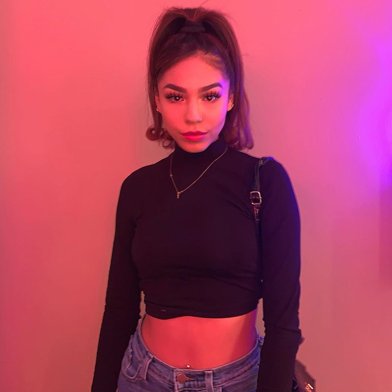 Women's round neck long sleeve sexy halter strap slim-fit T-shirt_voghion.com