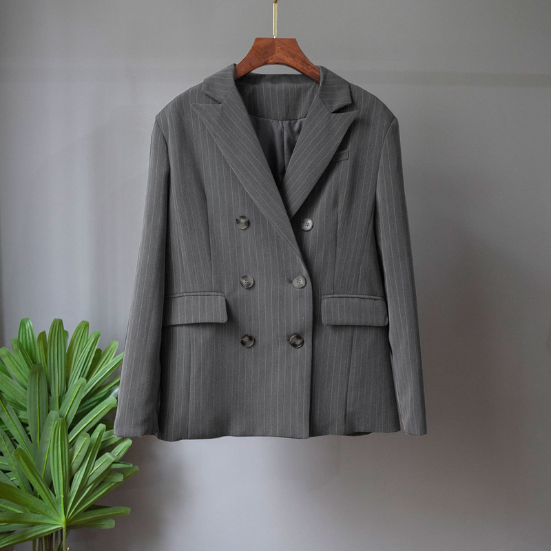 Costume rayé pour femmes, short, costume de transport ample + pantalon mi-long et jupe, ensemble deux pièces_voghion.com