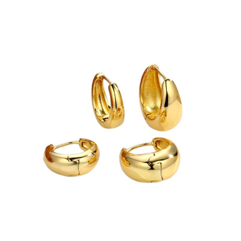 Boucles d'oreilles en cuivre tendance, ensemble élégant et exquis de trois pièces, bijoux polyvalents pour femmes, créoles haut de gamme_voghion.com