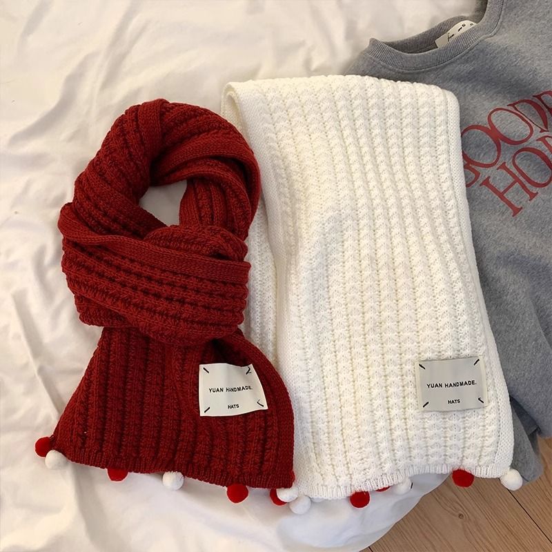 Écharpe tricotée chaude à la mode automne-hiver, cadeau pour filles, ambiance simple, cache-cou_voghion.com