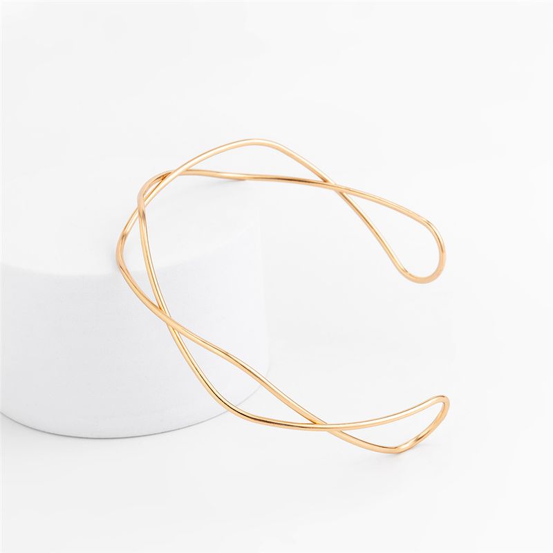 2025 Új érkezések Vintage fém dróttal készült nyomatékok Choker nyaklánc női gallérral punk arany színű nyitott mandzsetta állítható lánc grunge ékszerek_voghion.com