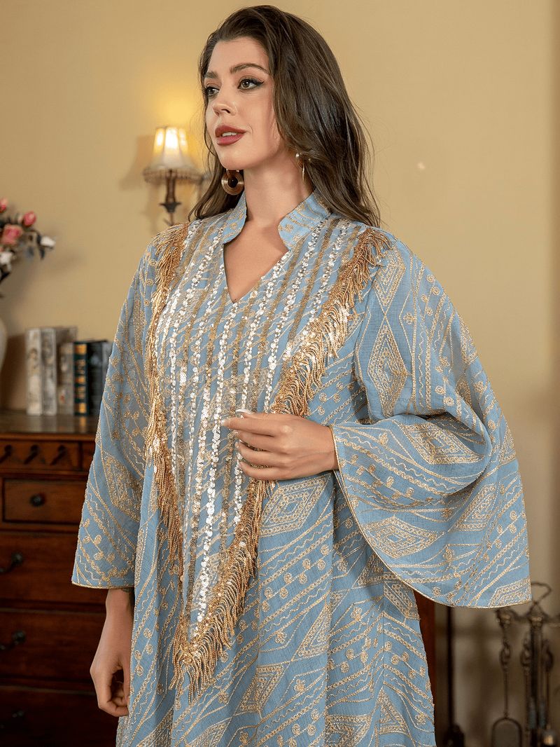 K Fashionable Evening Gown, Long Robe, Mesh, Embroidered Sequins, Elegant_voghion.com