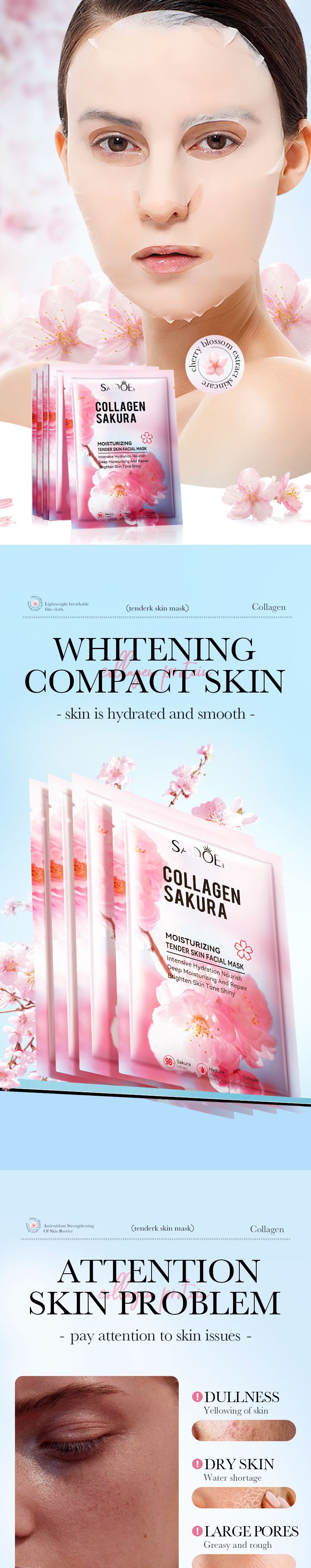 Full English Sakura Sheet SADOER Collagen Moisturizing And Skin Nourishing Mask_voghion.com