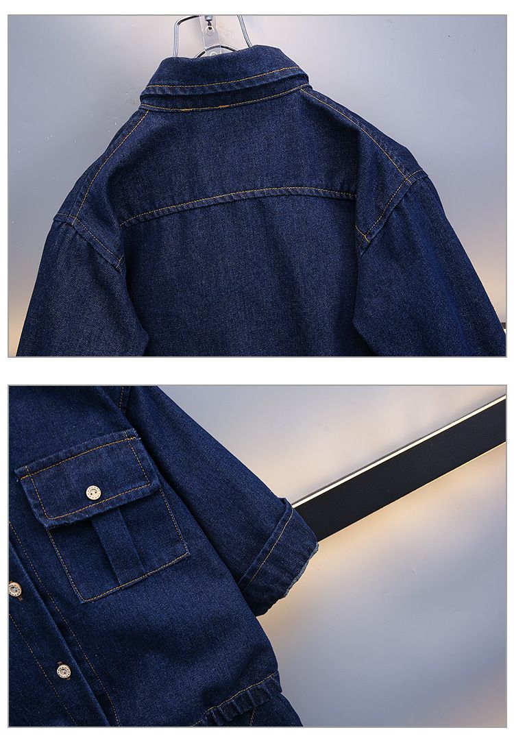 Kid's Clothing Boys Spring and Autumn solid color denim suit 2024 trendy boys casual two piece suits for small and medium sized children's clothing_voghion.com