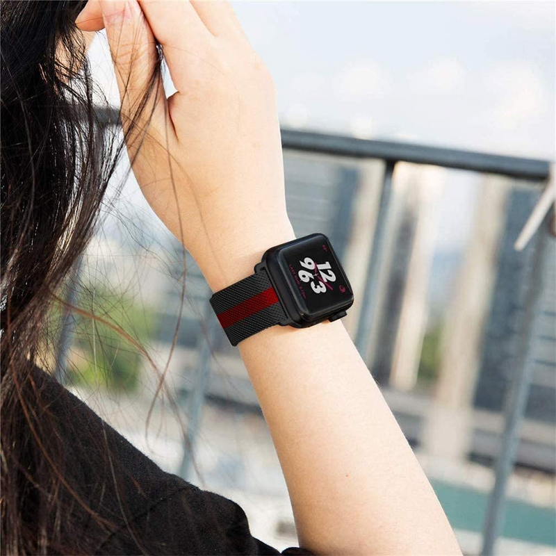 Magnéitesch Loop Band Fir Apple Watch Band Ultra 42/44/45/49mm 38/40/41mm Edelstol Correa Bracelet iWatch 8/7/SE/6/5/4/3/2_voghion.com