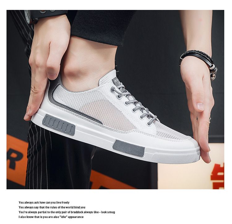 Sommer Atmungsaktives Mesh Canvas Herren Student Trendy Vielseitige weiße Schuhe Dicke Sohle Sport Casual Sneakers Herren_voghion.com