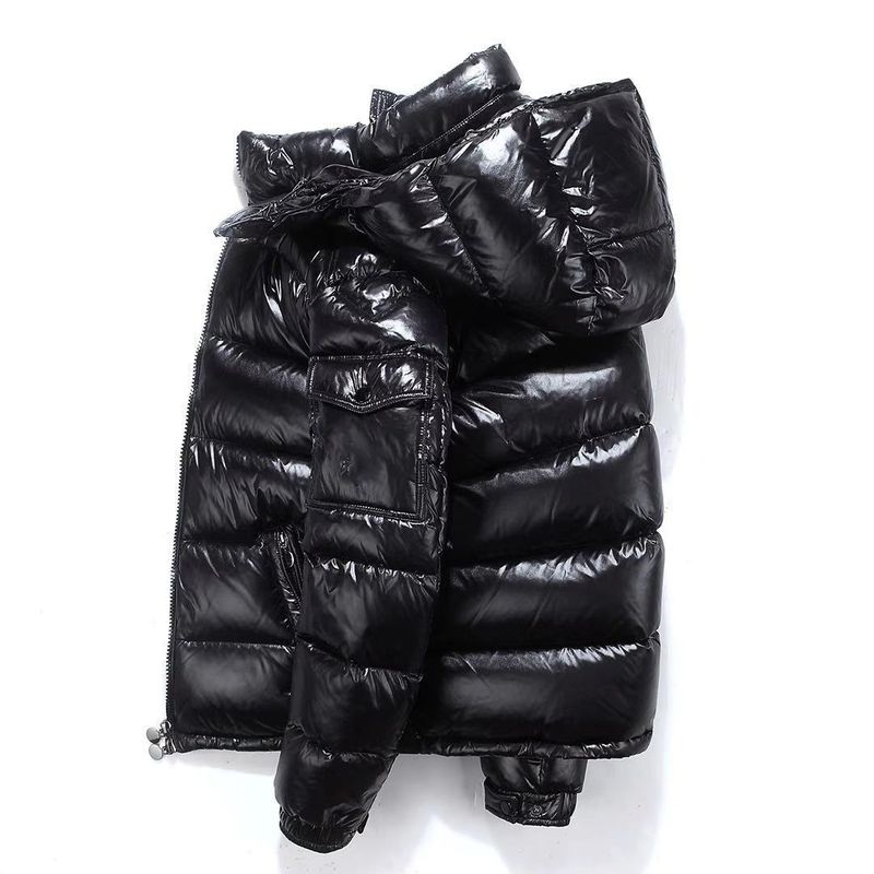 Sulemantel Bright Face Trend kapuutsiga lühike paks talvepommitaja läikiv puffer meeste jope_voghion.com