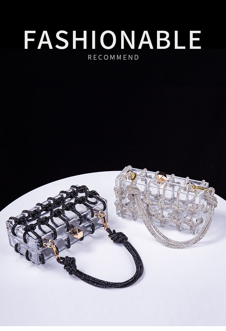 Nieuwe Aggreko Transparante Opbergdoos Banket Handgeweven Touw Kleine Vierkante Tas Onderarm Handtas_voghion.com