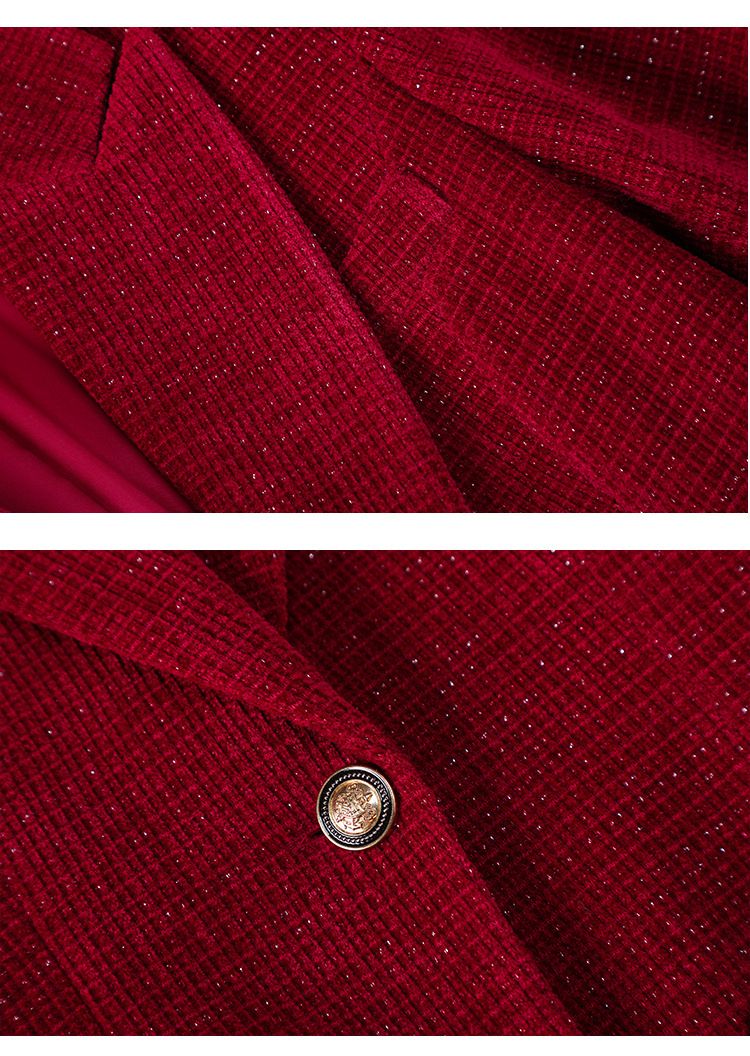 Ensemble tailleur en laine premium pour femme – Blazer et pantalon élégants pour le bureau et les occasions formelles (Kaki/Noir/Rouge, S-4XL)_voghion.com