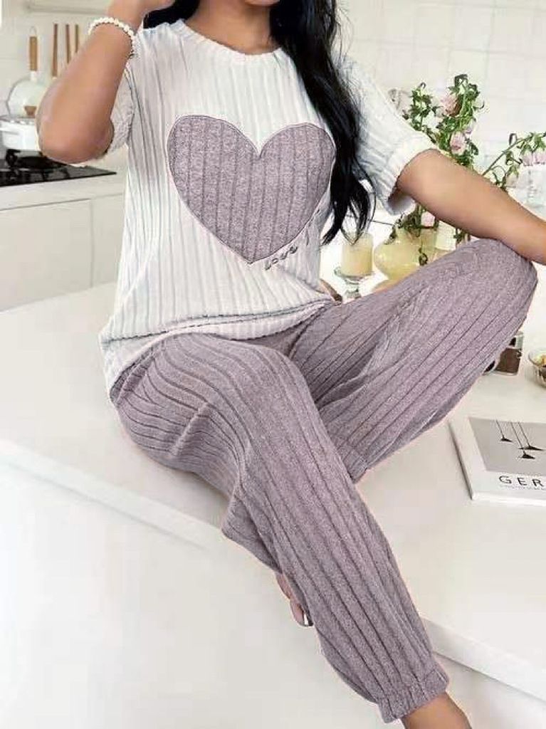 Naiste magamisriided Sweet Love pidžaamad Naiste ülikond Sügis uus temperament, ümara kaelusega lühikeste varrukatega püksid, kaheosalised mugavad koduriided trend_voghion.com