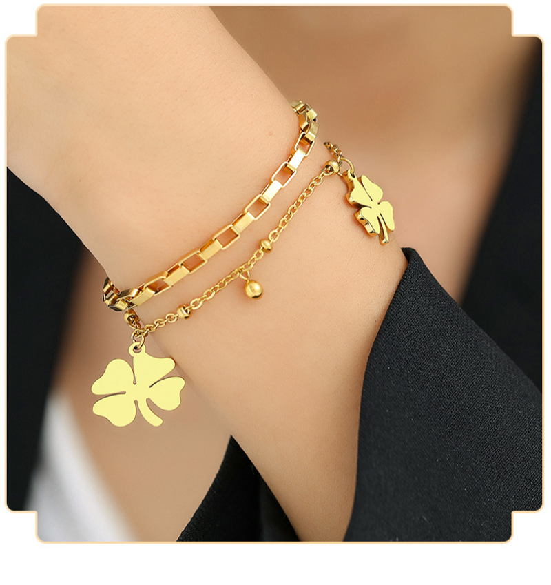 Women's Letters Titanium Steel Dia Set Simple Bracelet_voghion.com