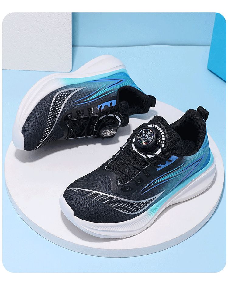 Buty dziecięce wiosenne i jesienne z siateczki oddychające buty sportowe buty do biegania z obrotową klamrą_voghion.com