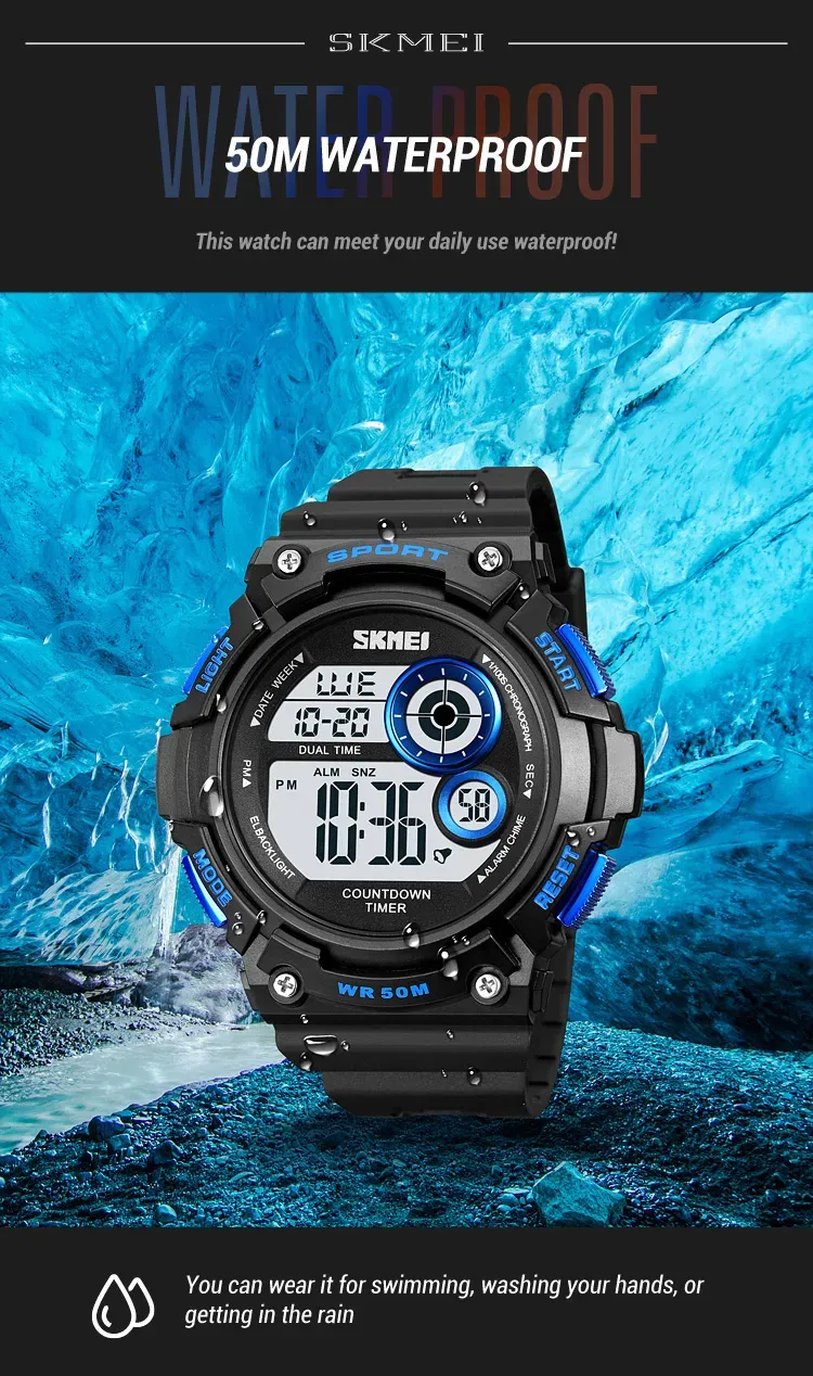 Orologio da polso elettronico alla moda per bambini, studenti, adolescenti, resistente all'acqua, orologi digitali sportivi per uomo_voghion.com