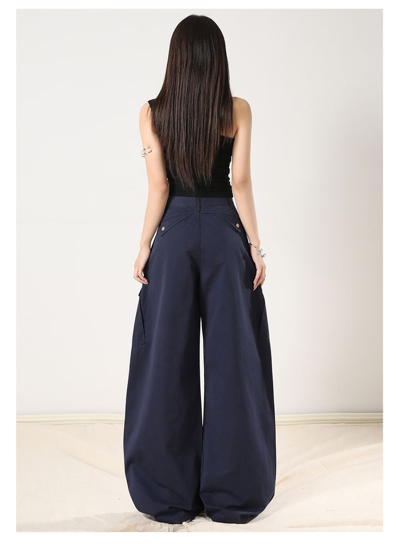 Aigrids Amerikaans gedeconstrueerd ontwerpwerk Trendy dames vroege herfst losse casual geplooide rechte gedrapeerde broek_voghion.com