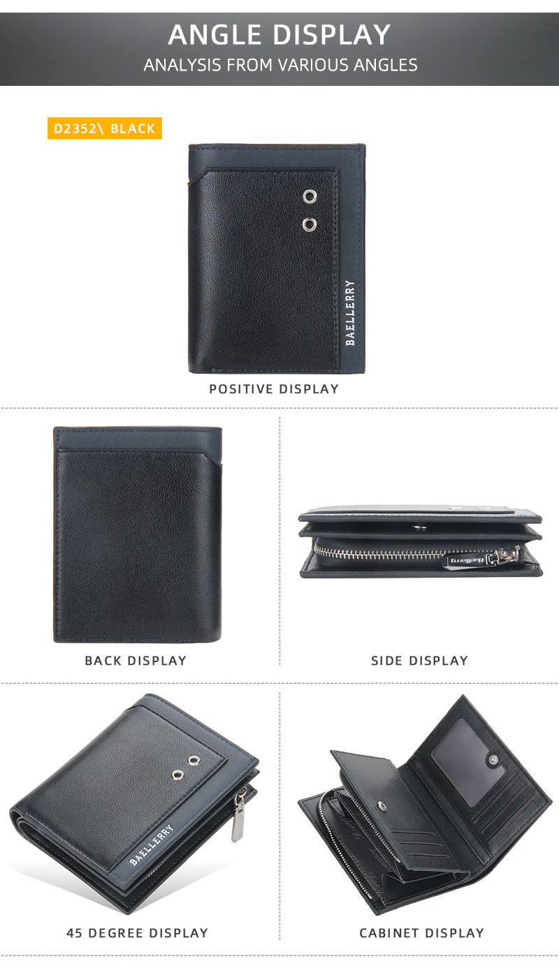Baellerry Men's Wallet New Fashion Zipper Buckle Coin Purse Retro Wallet Vertical Coin Purse_voghion.com