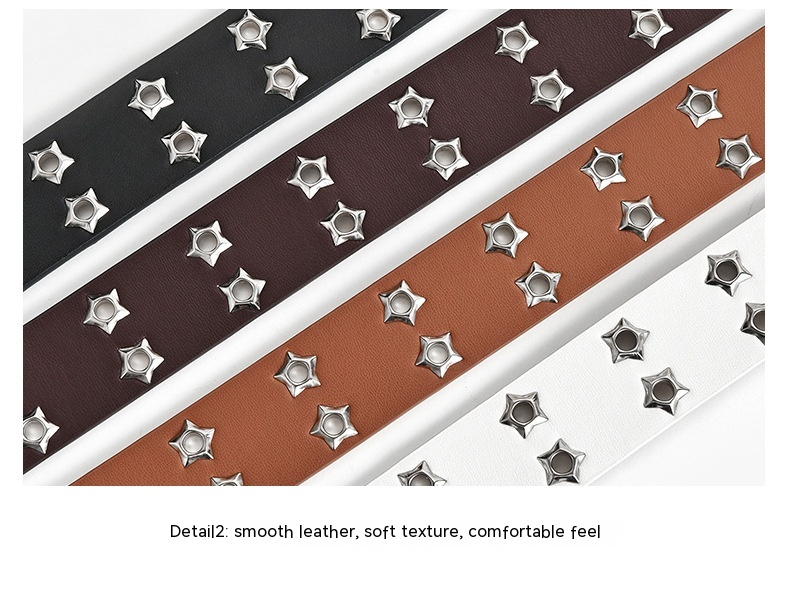 Cintura a doppia fila con decorazione a stella per donna, stile punk casual, 2024_voghion.com