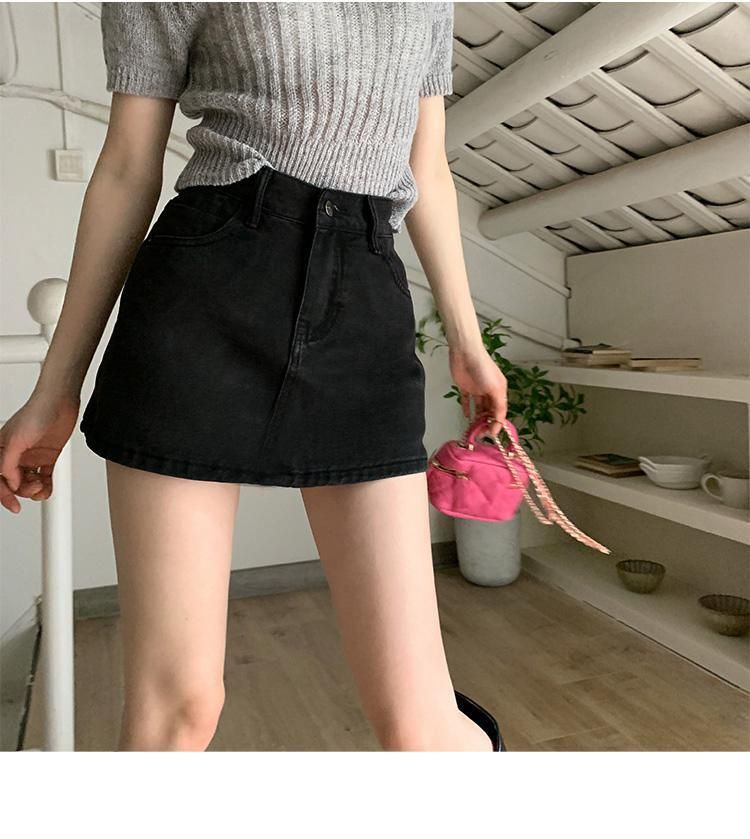 Gonna in denim da donna, modello primavera e autunno, nuova gonna nera a vita alta con linea a trapezio, abbinabile a tutti gli abiti_voghion.com