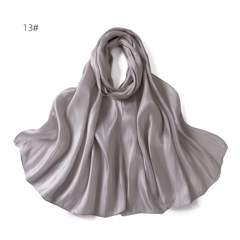 Unisex Solid color soft shimmering satin scarf women's scarf sunblock shawl Muslim_voghion.com