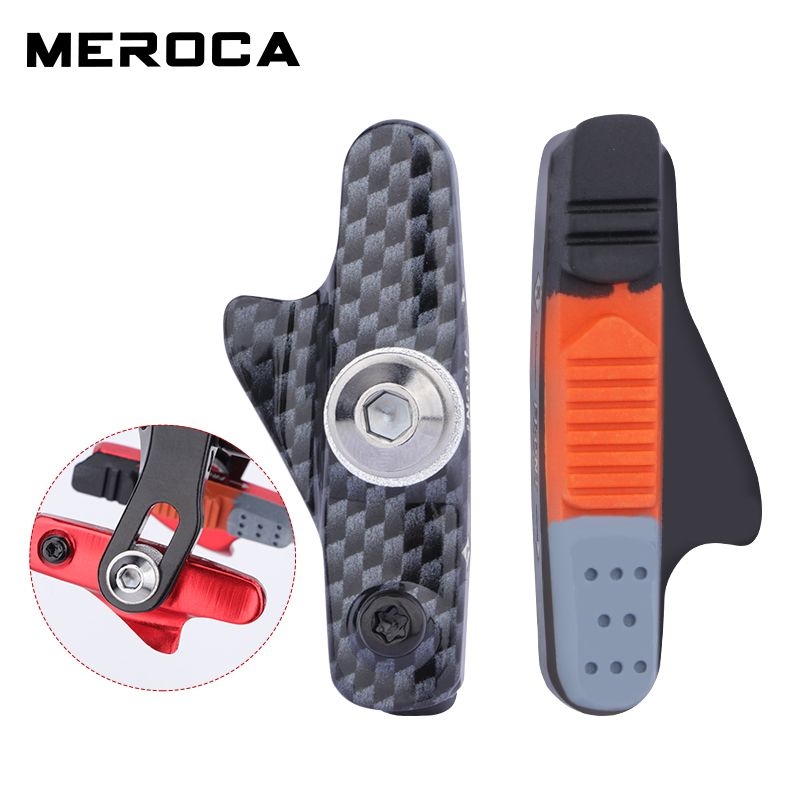 MEROCA Road Bike Shoes V-brake Pad With Mud Trough Silent Aluminum Alloy Rim C Brake Pads Rubber Sheet Bicycle Parts_voghion.com