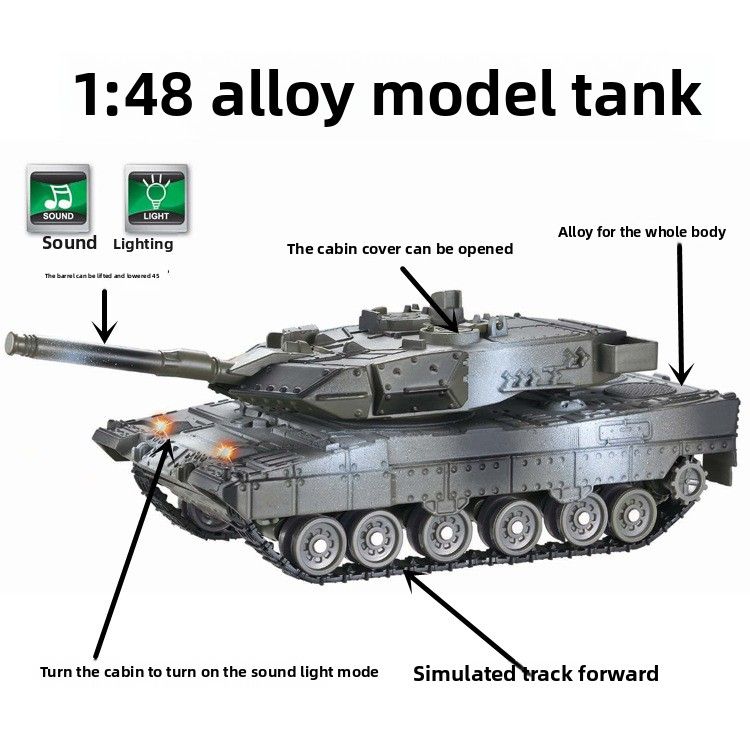 Leopard 2 M1A2 Militärmodell 1:48 Simulatioun Legierung Panzer China Typ 99B, Kaddosammlung Ornament_voghion.com