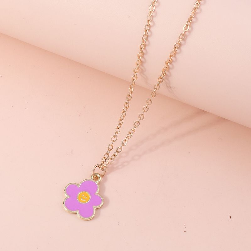 1 pz. Collana con sorriso smaltato adorabile per donne, collane con ciondolo a forma di fiore colorato, orecchini, ragazze, bambini, regali di compleanno_voghion.com
