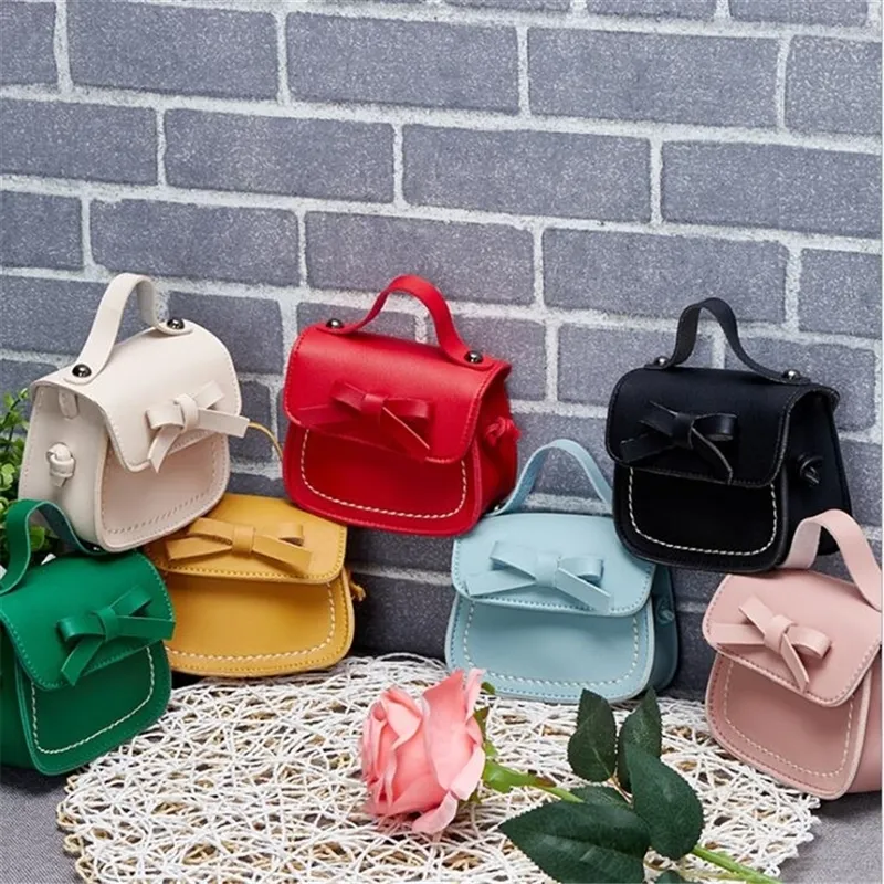 Rucksäcke Kinder Kleine Quadratische Tasche Bogen Messenger Mode Niedlich Tragbare Kleine Mädchen PU Schulter Handtaschen 220924_voghion.com
