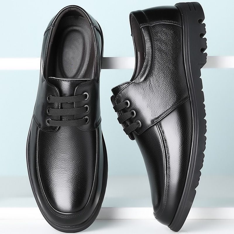 Zapatos casuales de cuero genuino para hombre, adecuados para todas las estaciones, 2024, transpirables, con suela suave y antideslizante, para negocios._voghion.com