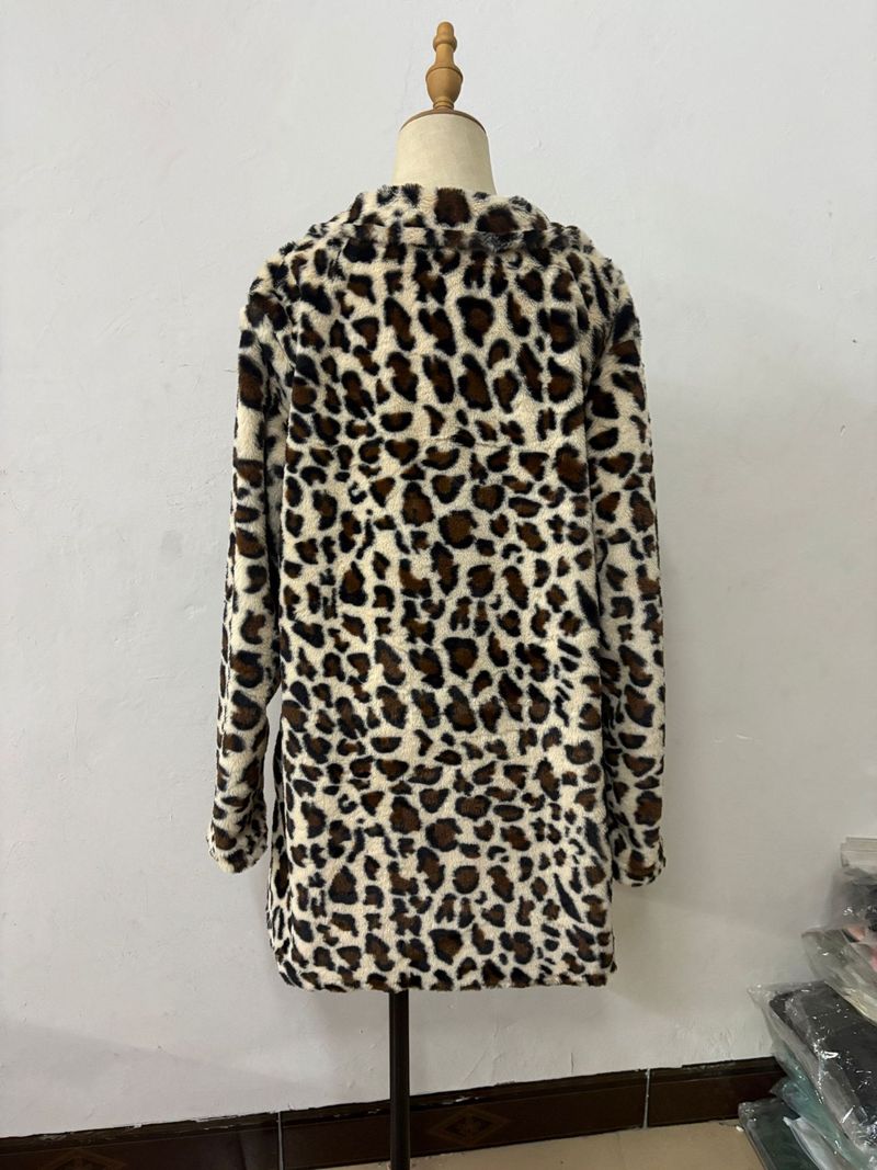 Cappotto in pelliccia sintetica con stampa leopardata da donna – Giacca oversize a maniche lunghe con tasche (7 colori, dalla S alla 5XL)_voghion.com