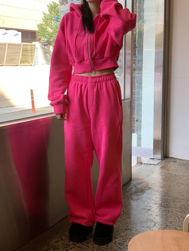 Conjunto informal de sudadera y jogger de polar estilo coreano para mujer: dos piezas de algodón suave para ropa de calle y estar en casa (S-XXL, varios colores)_voghion.com