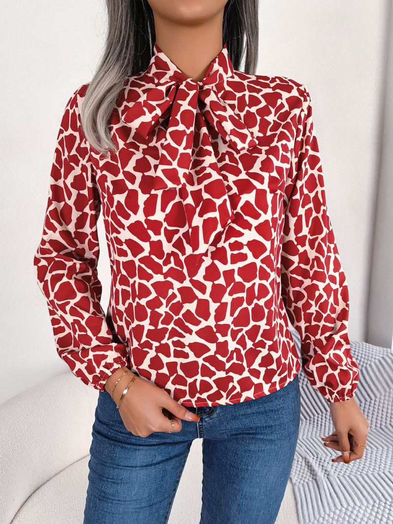 Women's fashion lantern sleeve chiffon top_voghion.com