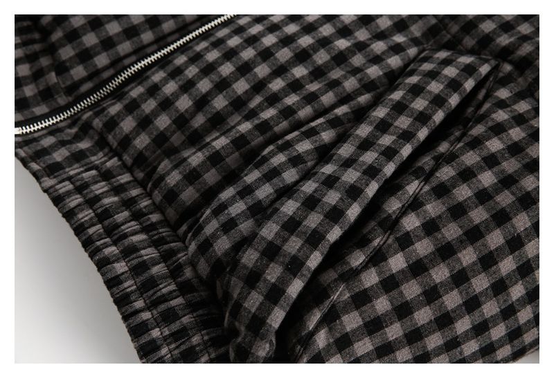 Giacca casual corta invernale in cotone con motivo scozzese retrò da uomo_voghion.com