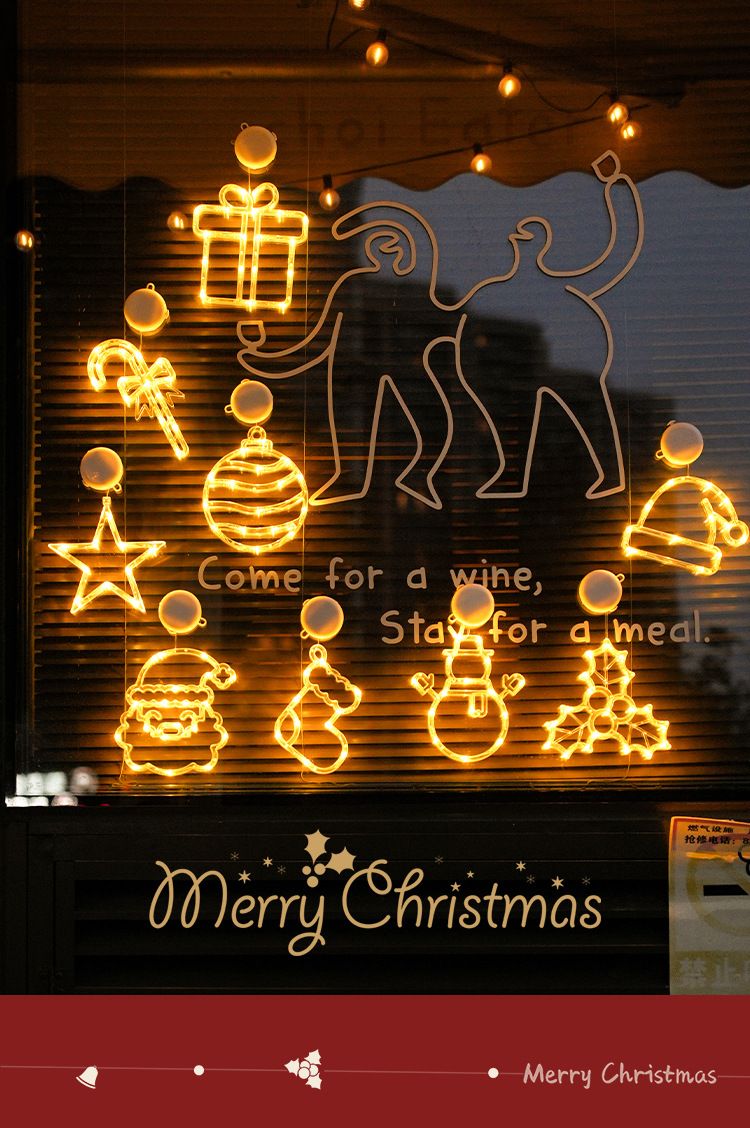 Decoraciones navideñas con luces LED: Papá Noel, campanas, copos de nieve, estrellas y más para decorar fiestas navideñas en casa._voghion.com